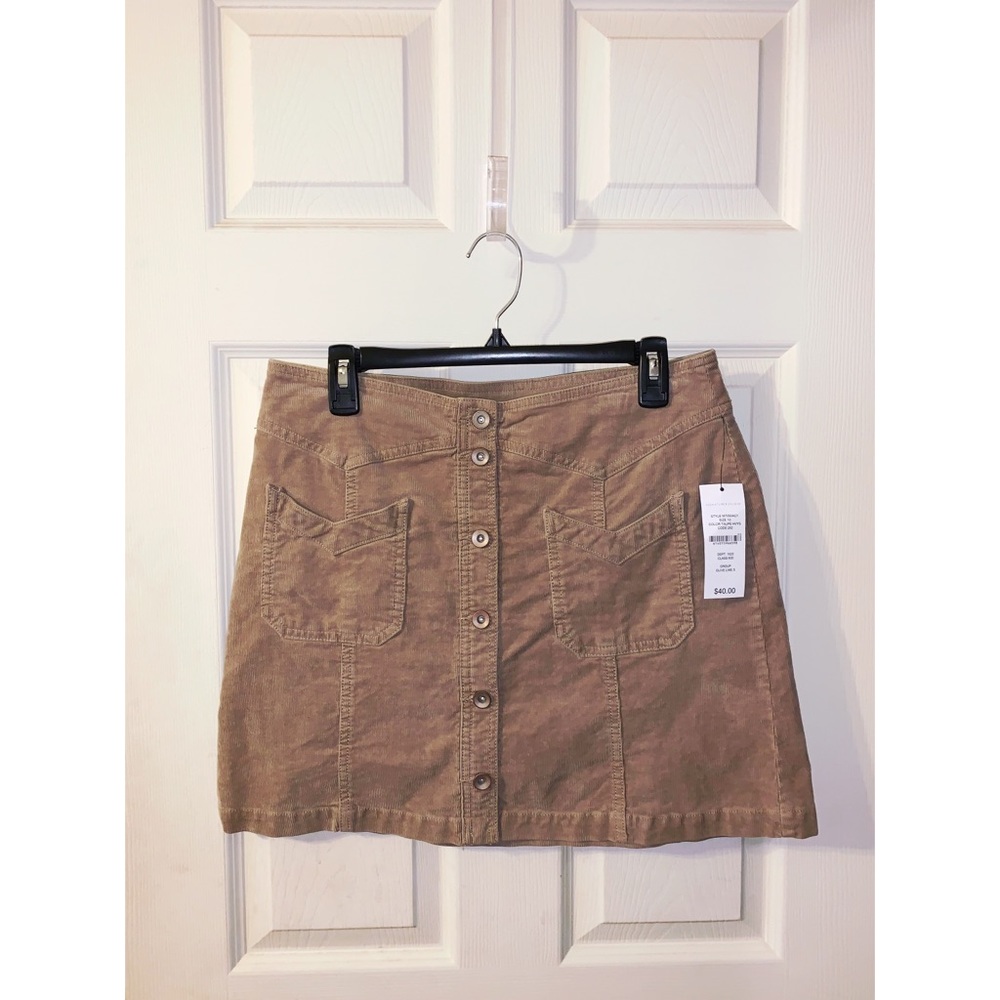 Signature Studio Button Front Corduroy Mini Skirt
